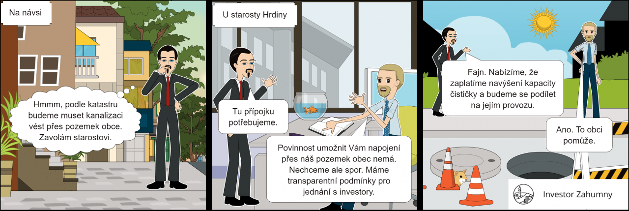 Povinnost umožnit napojení kanalizace přes pozemek obce