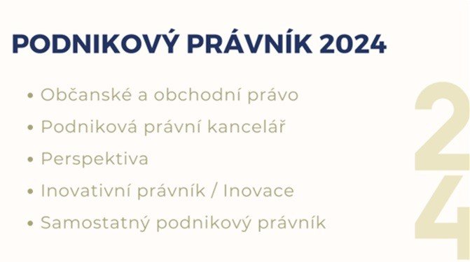 Startují nominace na ocenění Podnikový právník 2024