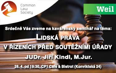 Kavárenský seminář s Jiřím Kindlem - Lidská práva v řízeních před soutěžními úřady