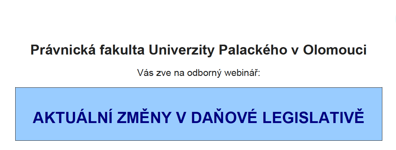 Aktuální změny v daňové legislativě